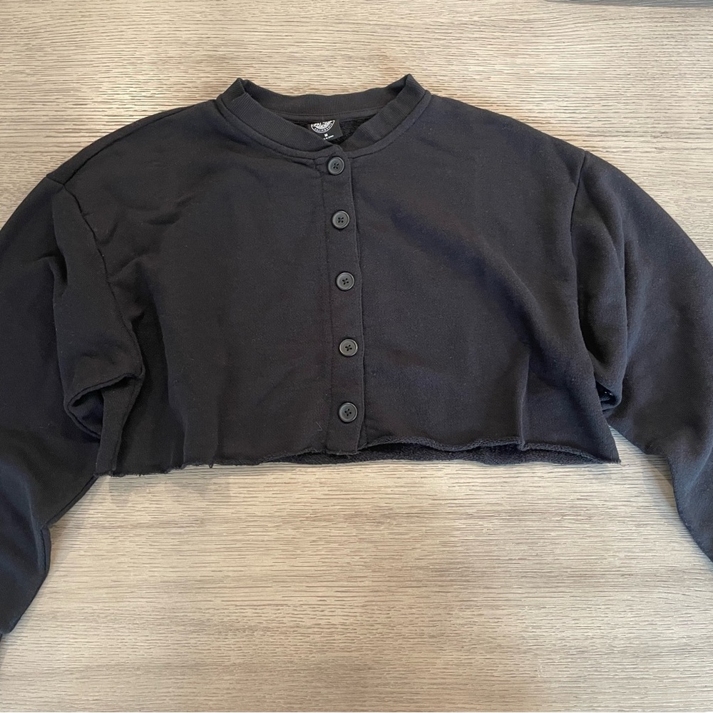 PacSun Black Button-Up Crop Top